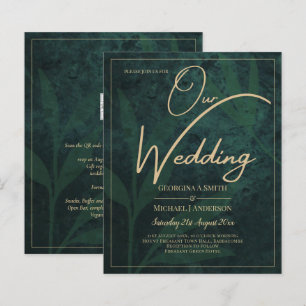 LeahG Emerald Forest Green Gold Wedding Invite