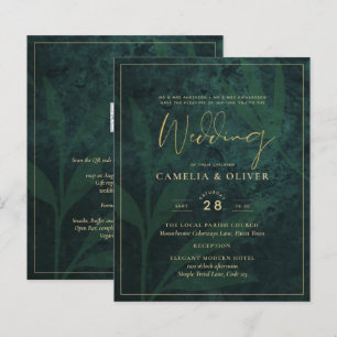 LeahG Emerald Forest Green Gold Wedding Invite