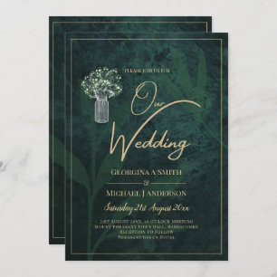 LeahG Emerald Forest Green Wedding INVITE