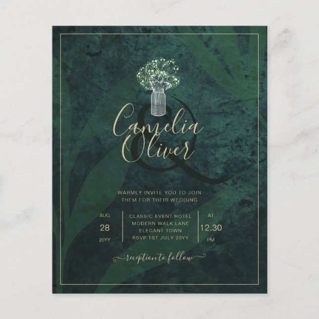 LeahG Emerald Forest Green Wedding INVITE Flyer (Front)