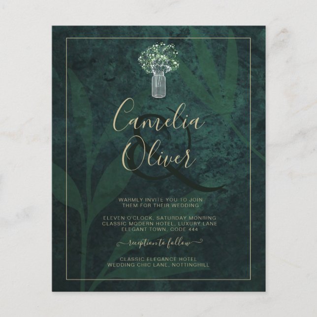 LeahG Emerald Forest Green Wedding INVITE Flyer (Front)