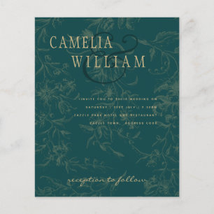 LeahG Emerald Green Gold Vintage Botanical Wedding Flyer