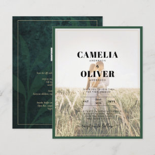 LeahG Emerald Green Photo Overlay Wedding Invite