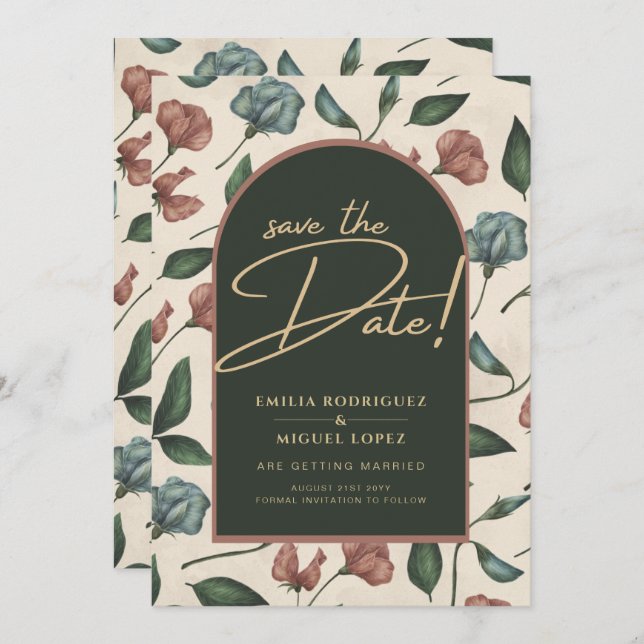 LeahG Emerald Green Terracotta Fall Save The Date Invitation (Front/Back)
