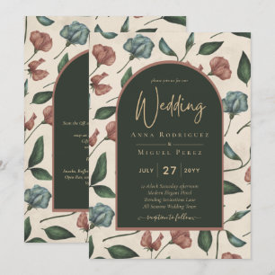 LeahG Emerald Green Terracotta Gold FALL Wedding Invitation