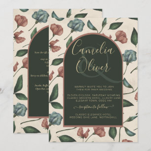 LeahG Emerald Green Terracotta Gold FALL Wedding Invitation