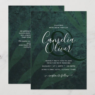 LeahG Emerald Green White Leaves Wedding Invite