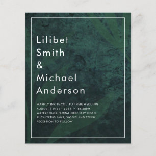 LeahG Emerald Green White Leaves Wedding Invite