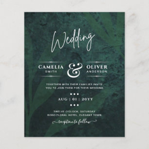 LeahG Emerald Green White Leaves Wedding Invite Flyer