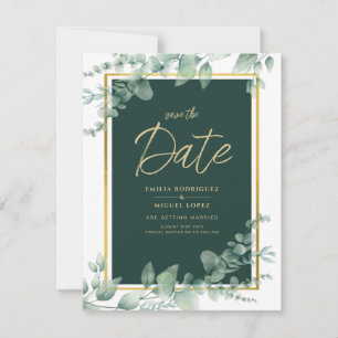 LeahG Eucalyptus Greenery Gold WEDDING QR CODE Invitation