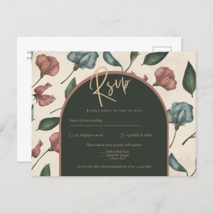 LeahG Forest Green Terracotta FALL Wedding RSVP Postcard