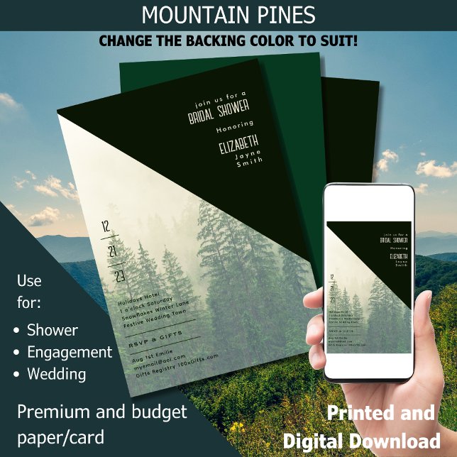 LeahG Forest Pine Winter Trees Bridal Shower Invitation (Creator Uploaded)