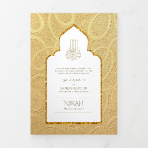LeahG Gold White Islamic Muslim Wedding Invites