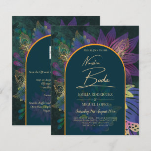 LeahG Green Purple Gold JEWEL TONES Wedding INVITE