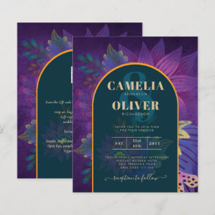 LeahG Green Purple Gold JEWEL TONES Wedding INVITE