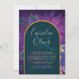 LeahG Green Purple Gold JEWEL TONES Wedding INVITE