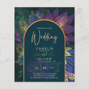LeahG Green Purple Gold JEWEL TONES Wedding INVITE Flyer