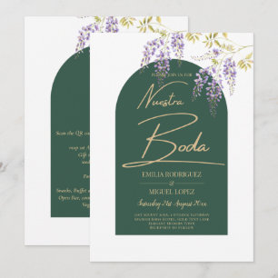 LeahG Green Purple Gold WISTERIA Wedding INVITE