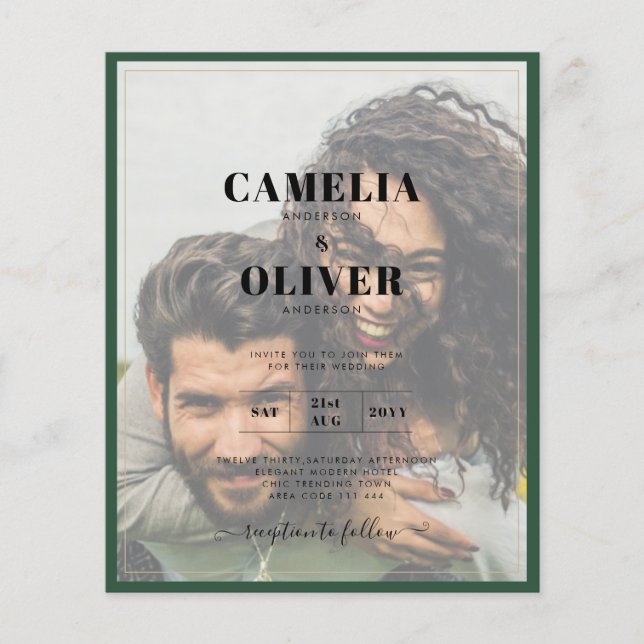 LeahG Green Purple WISTERIA Wedding INVITE (Front)