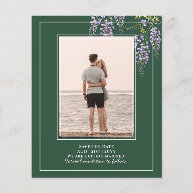 LeahG Green Purple WISTERIA Wedding INVITE Flyer (Front)