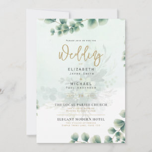 LeahG Greenery Gold PHOTO Wedding Invite