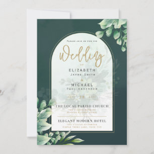 LeahG Greenery Gold PHOTO Wedding Invite