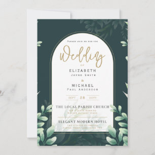LeahG Greenery Gold PHOTO Wedding Invite