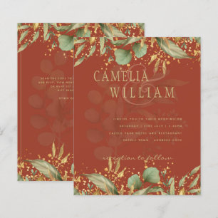 LeahG Greenery Gold Wedding Invite MANY COLORS