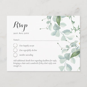 LeahG Greenery Themed Wedding RSVP Postcard