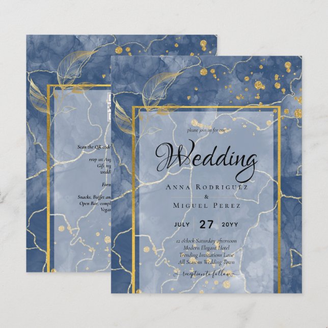 LeahG INK Navy Blue Gold Wedding (Front/Back)