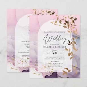 LeahG Ink Ombre Purple Pink Pink Gold Wedding