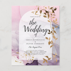 LeahG Ink Ombre Purple Pink Pink Gold Wedding Flyer