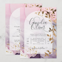 LeahG Ink Ombre Purple Pink Pink Gold Wedding