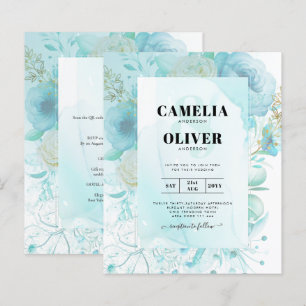 LeahG INK Sea Glass Turquoise Aqua Abstract INVITE