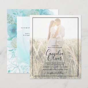 LeahG INK Sea Glass Turquoise Aqua Abstract INVITE