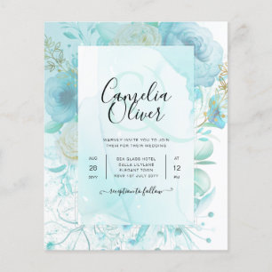 LeahG INK Sea Glass Turquoise Aqua Abstract INVITE Flyer