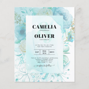 LeahG INK Sea Glass Turquoise Aqua Abstract INVITE Flyer