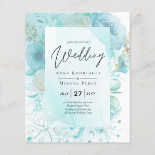 LeahG INK Sea Glass Turquoise Aqua Abstract INVITE Flyer