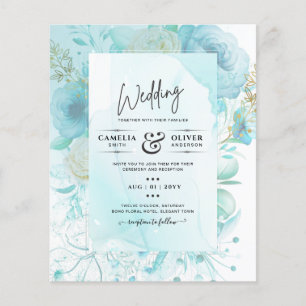 LeahG INK Sea Glass Turquoise Aqua Abstract INVITE Flyer