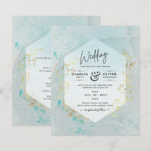 LeahG INK Sea Glass Turquoise Gold Aqua INVITE