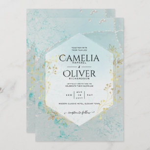 LeahG INK Sea Glass Turquoise Gold Aqua INVITE