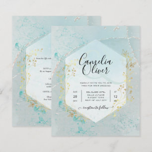 LeahG INK Sea Glass Turquoise Gold Aqua INVITE
