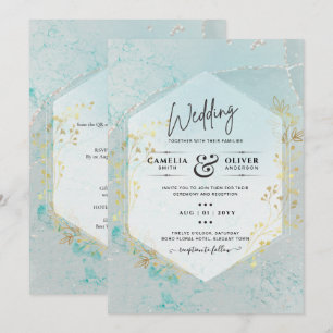 LeahG INK Sea Glass Turquoise Gold Aqua INVITE