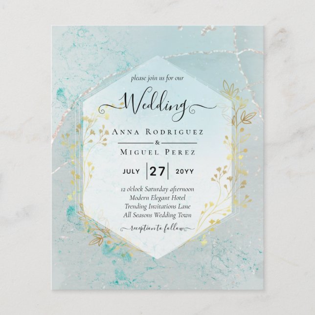 LeahG INK Sea Glass Turquoise Gold Aqua INVITE Flyer (Front)