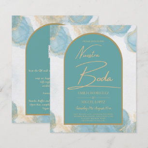 LeahG INK Sea Glass Turquoise Teal Gold INVITE