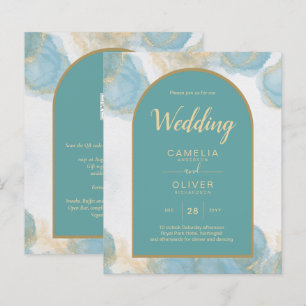 LeahG INK Sea Glass Turquoise Teal Gold INVITE