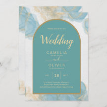 LeahG INK Sea Glass Turquoise Teal Gold INVITE