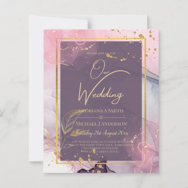 LeahG® Lavender INK Mauve Purple Gold Wedding (Front)
