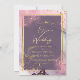 LeahG® Lavender INK Mauve Purple Gold Wedding Invitation
