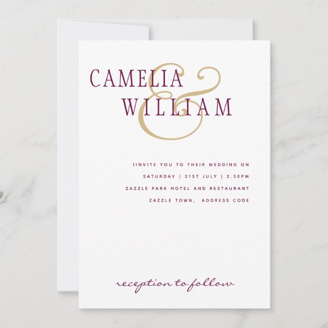 LeahG Magenta Berry Pink Wedding Invite (Front)